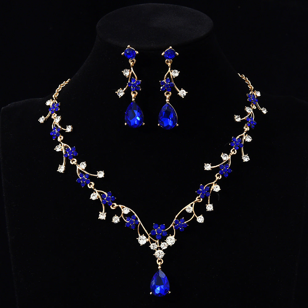 Two-Piece Teardrop Crystal Floral Set