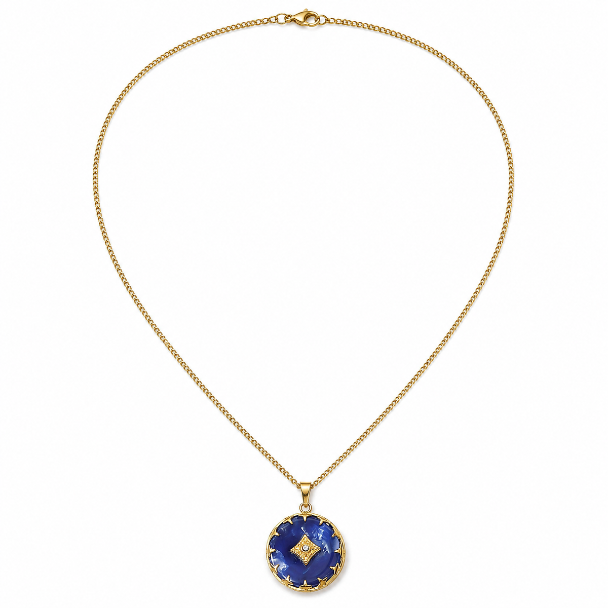 Blue Acetate Starburst Pendant Necklace