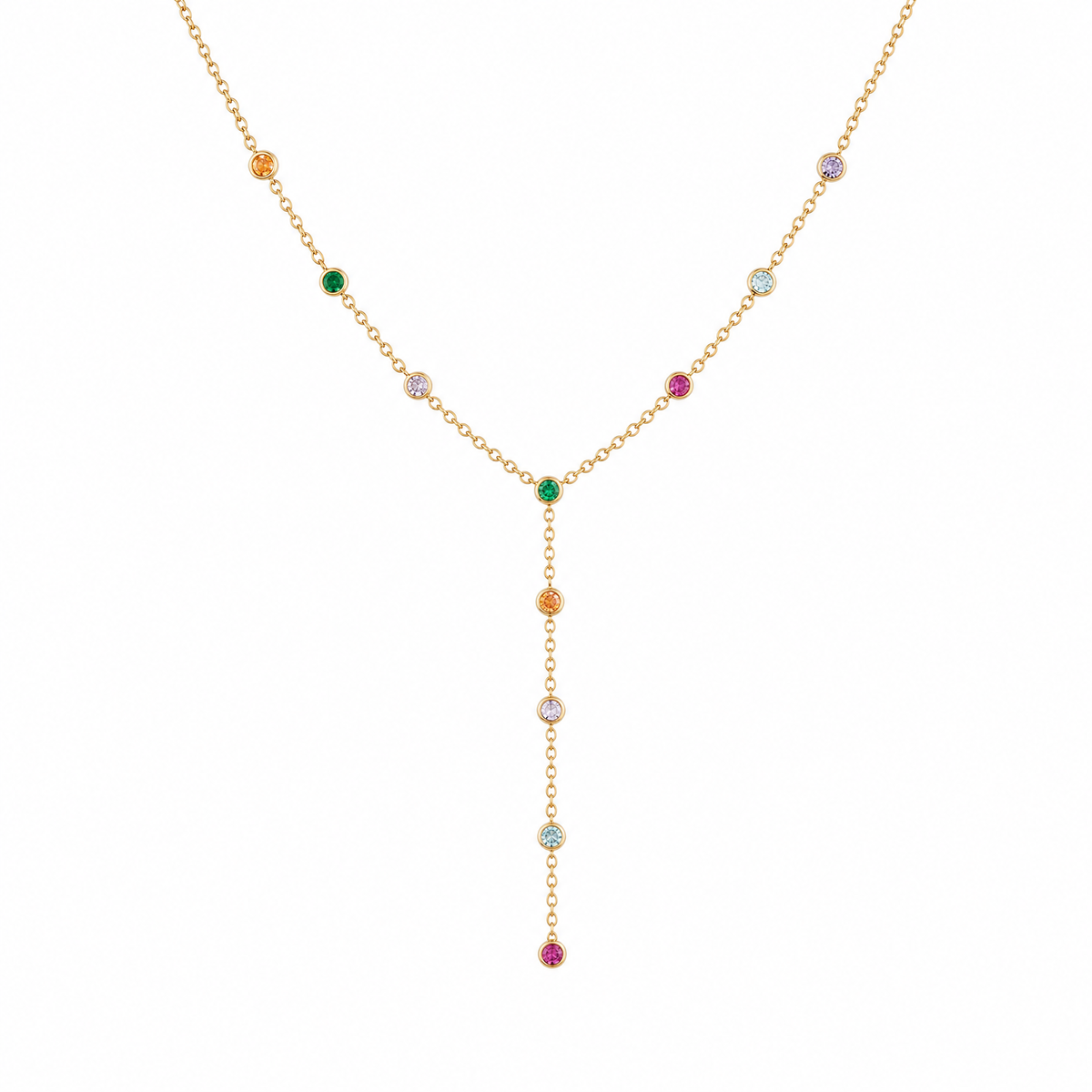 Rainbow Crystal Lariat Y-Necklace