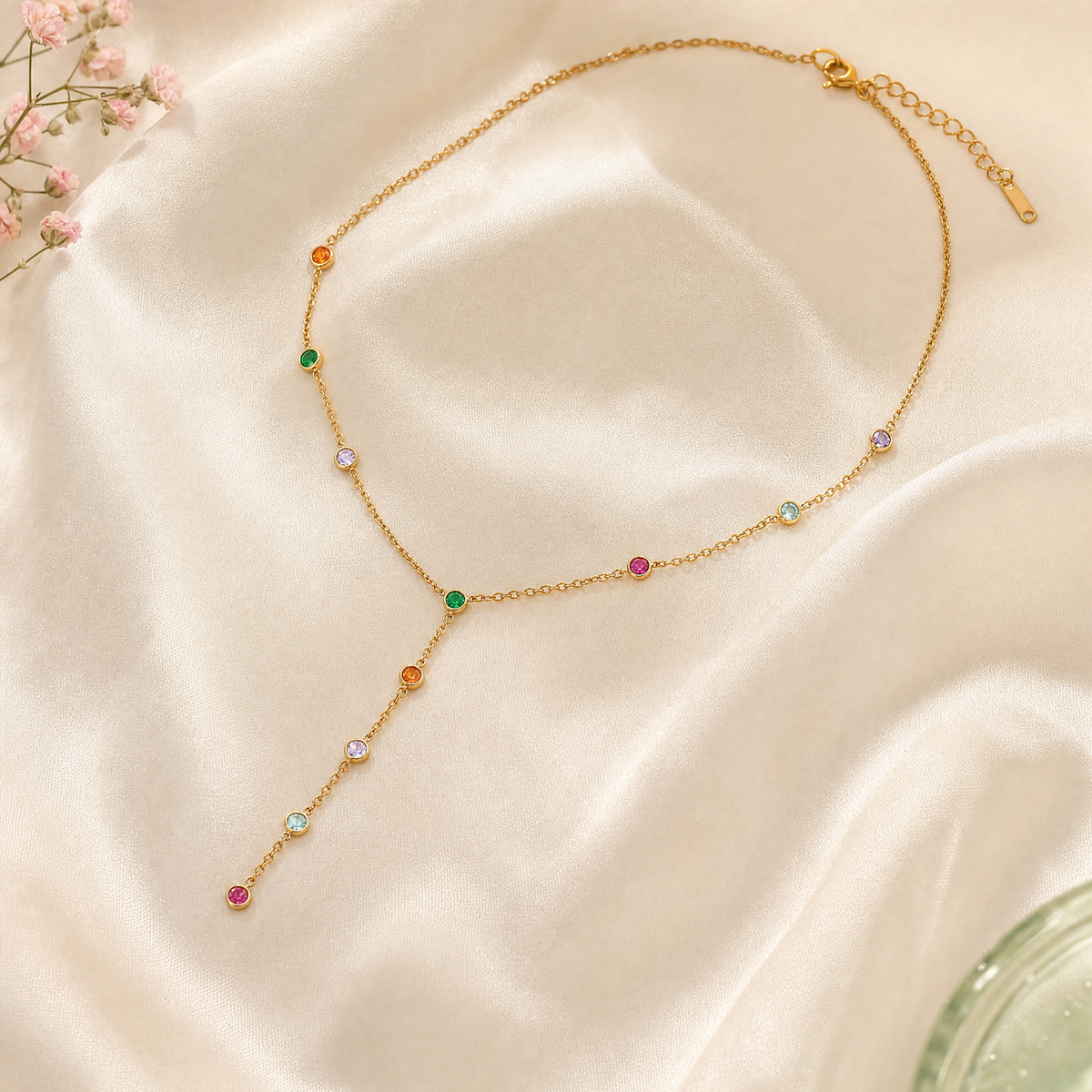 Rainbow Crystal Lariat Y-Necklace