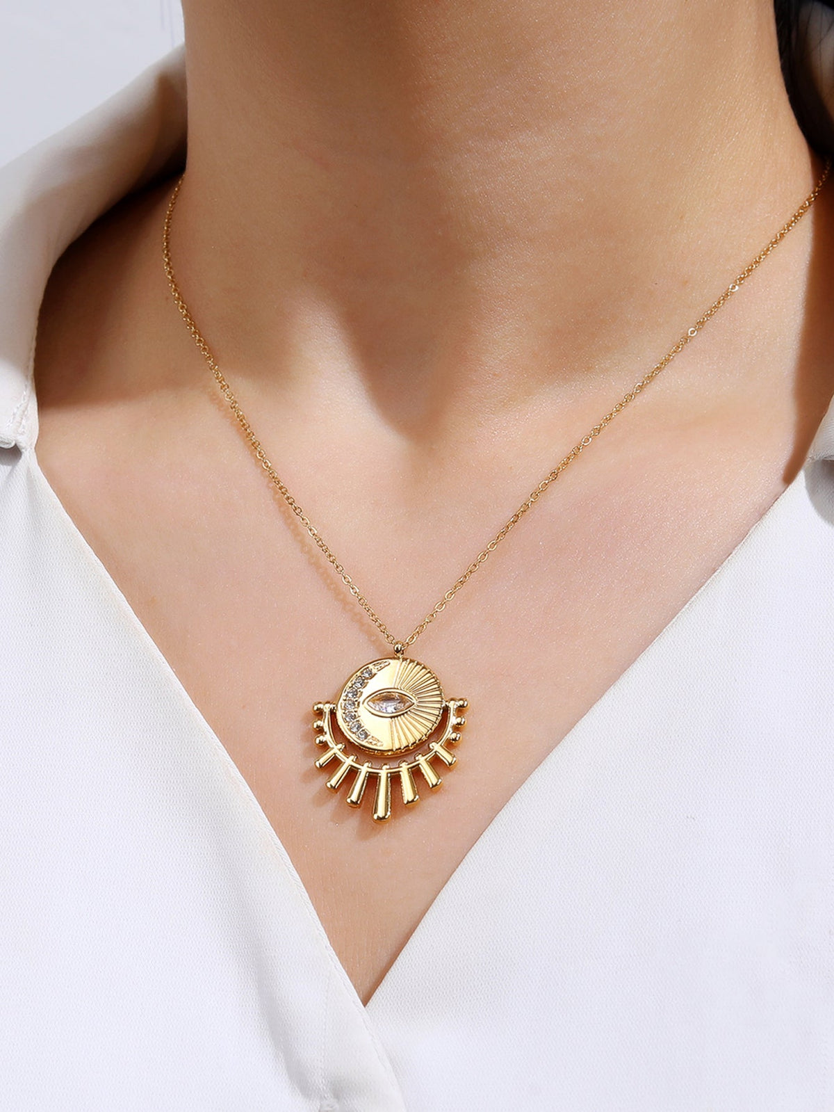 Lobster-Clasp Evil Eye Square Pendant Necklace