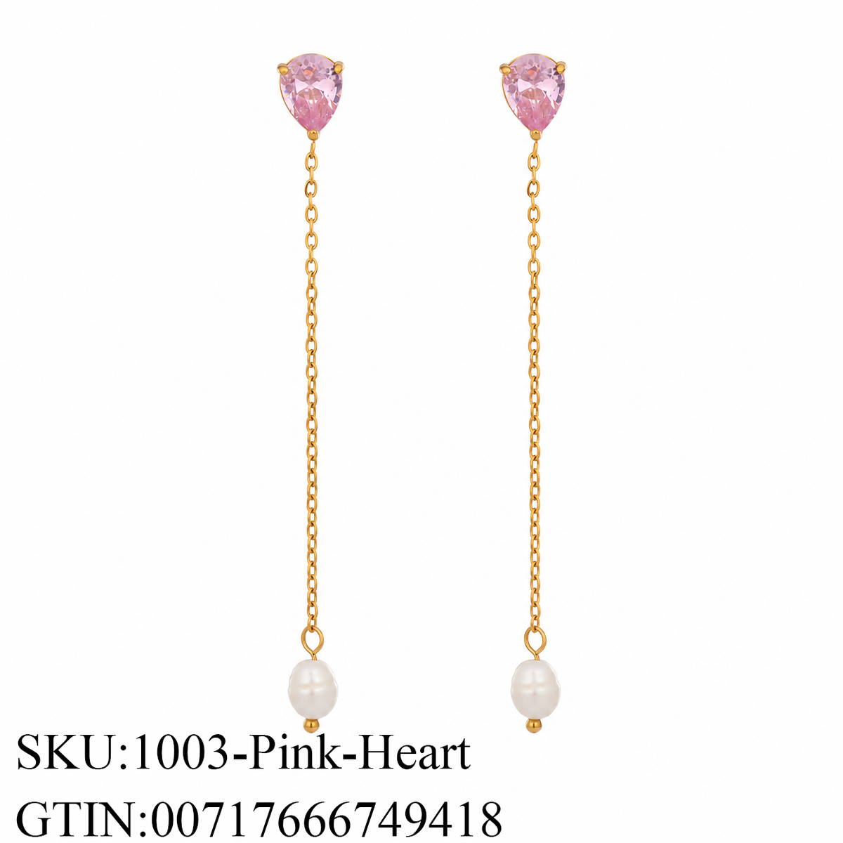 Stone & Pearl Chain Drop Earrings, 5 Shape Options