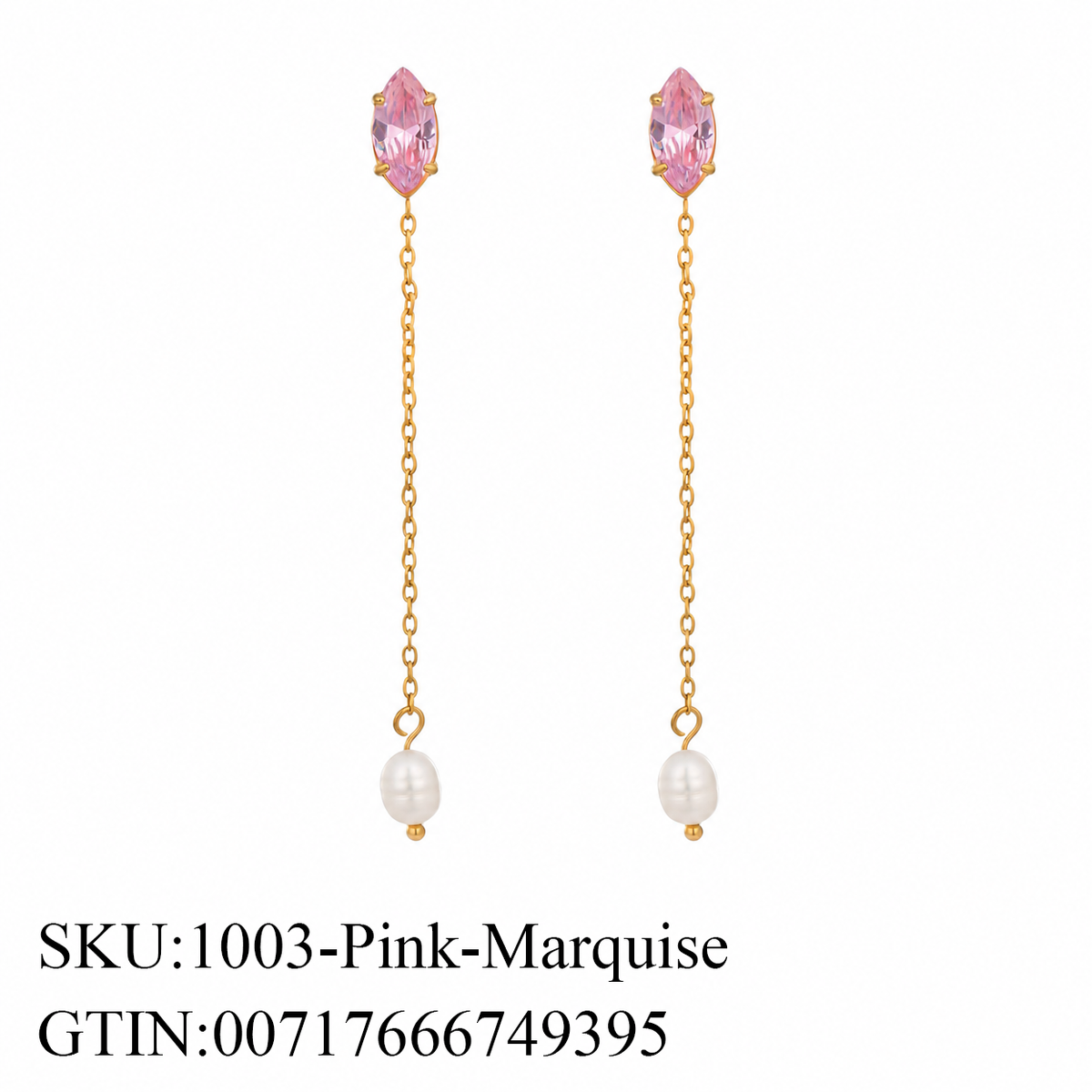 Stone & Pearl Chain Drop Earrings, 5 Shape Options
