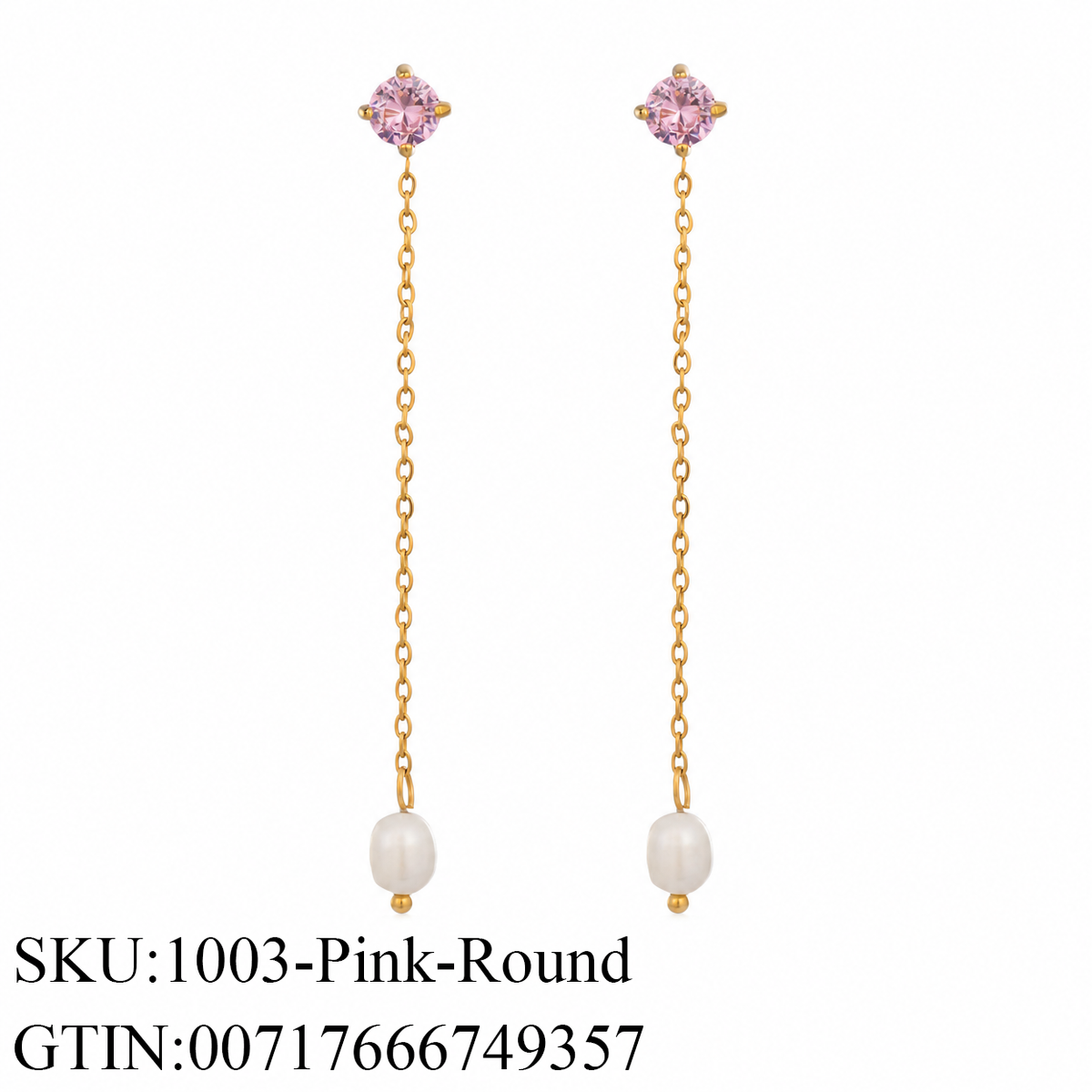 Stone & Pearl Chain Drop Earrings, 5 Shape Options