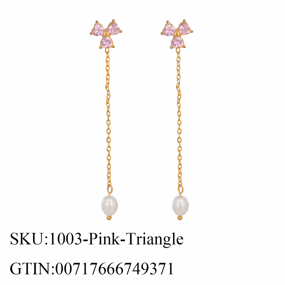 Stone & Pearl Chain Drop Earrings, 5 Shape Options