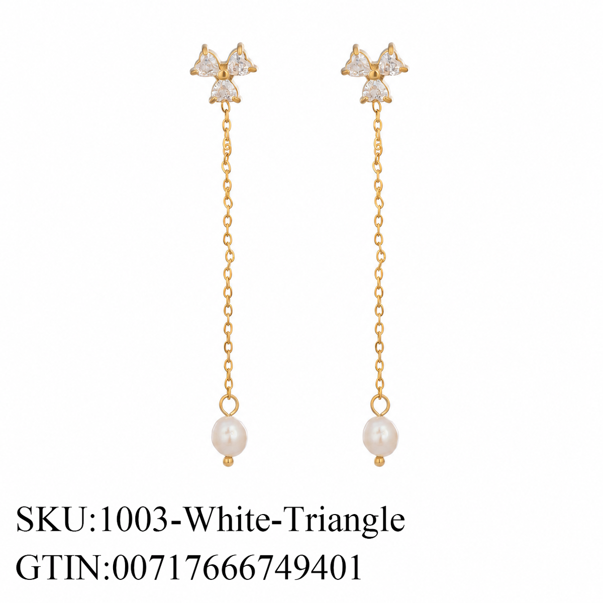 Stone & Pearl Chain Drop Earrings, 5 Shape Options
