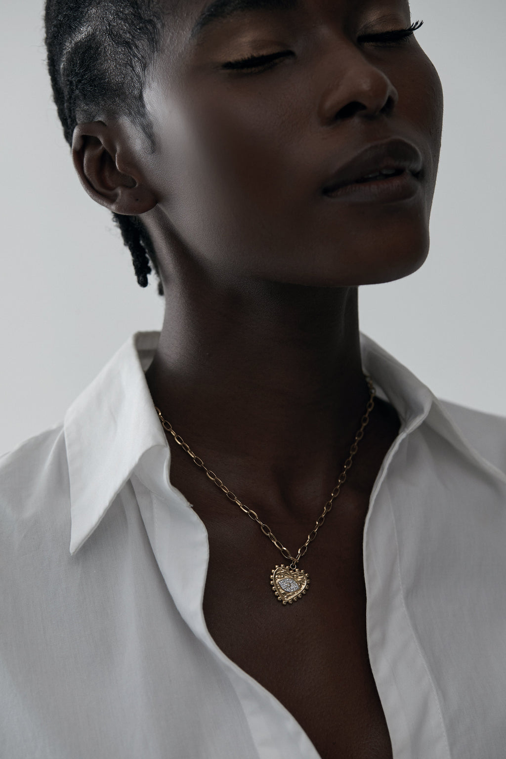 Gold Heart-Shaped Evil-Eye Necklace