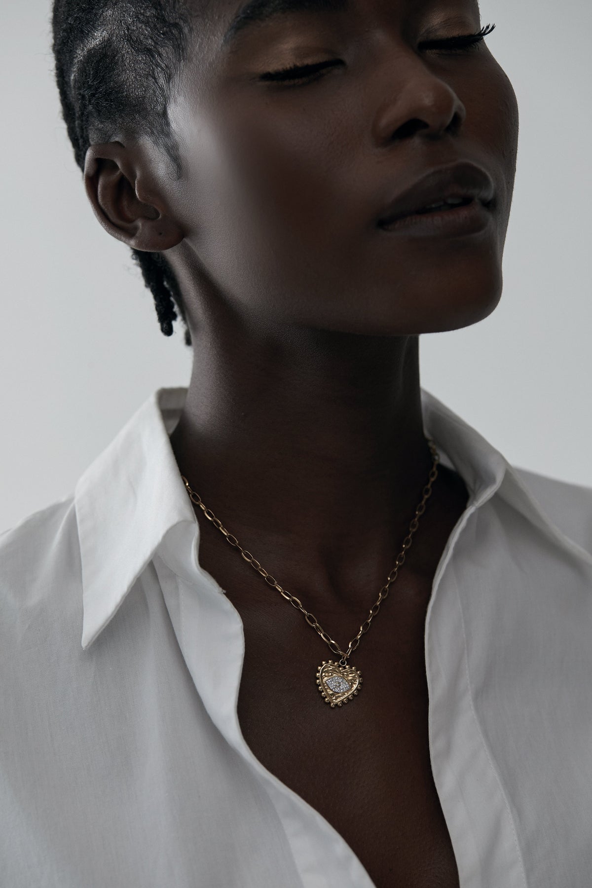 Gold Heart-Shaped Evil-Eye Necklace