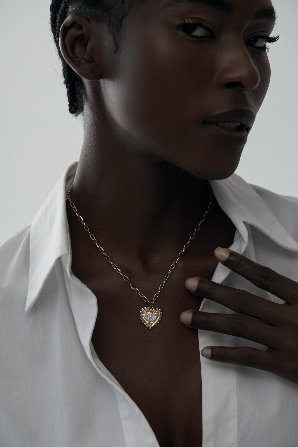 Gold Heart-Shaped Evil-Eye Necklace