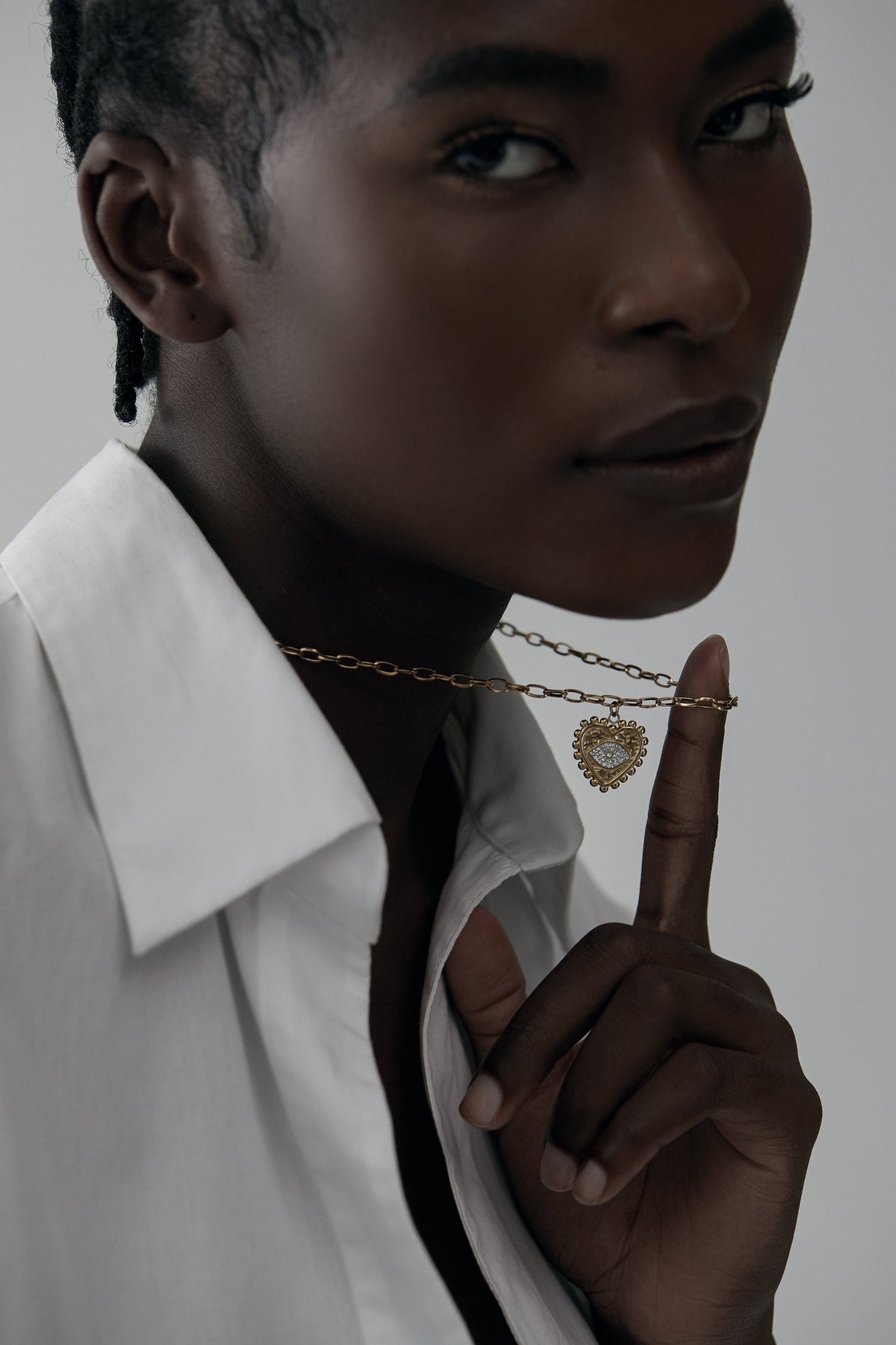 Gold Heart-Shaped Evil-Eye Necklace