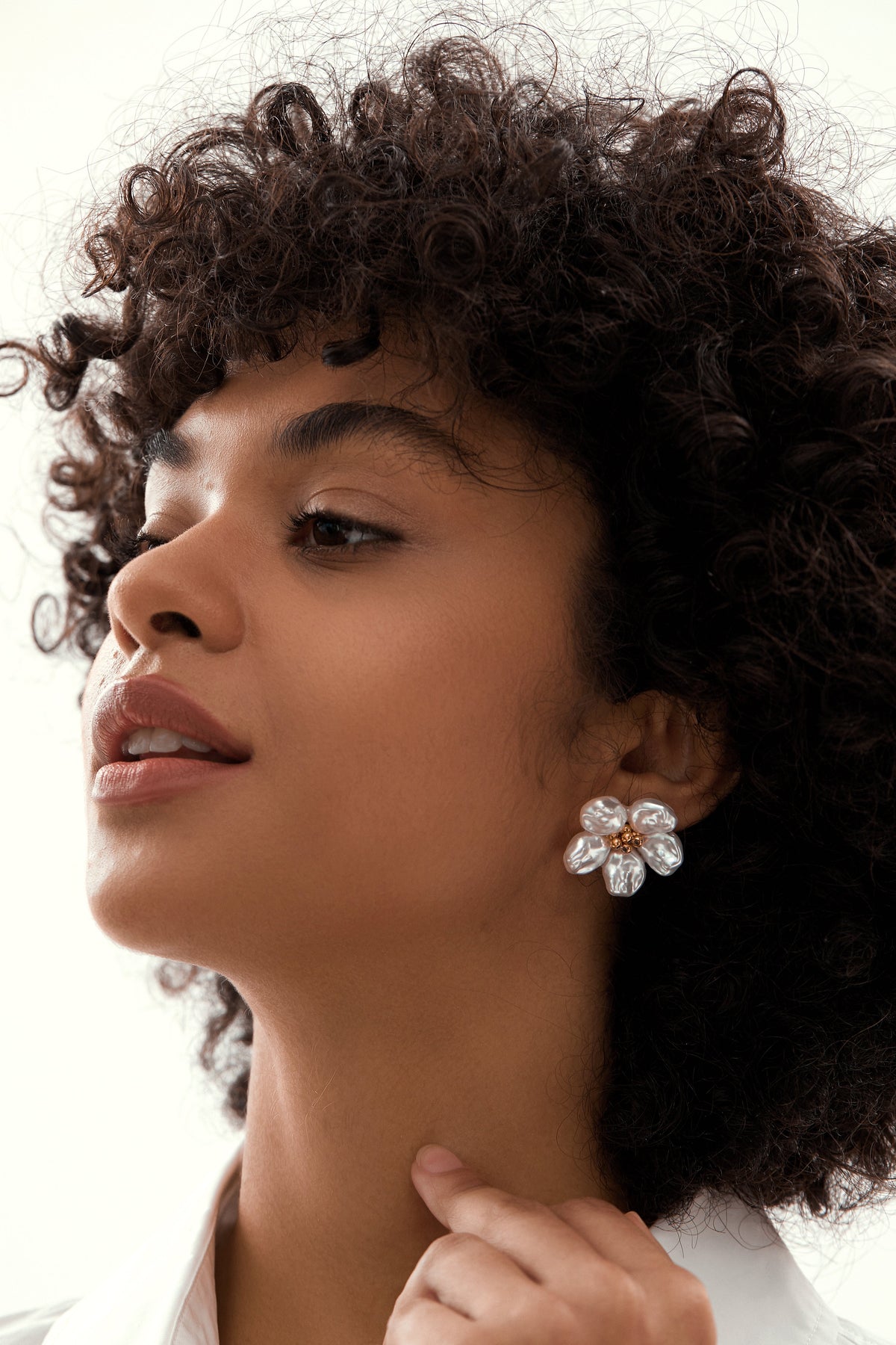 Baroque Pearl Flower Stud Earrings, 2.8cm Floral Stud