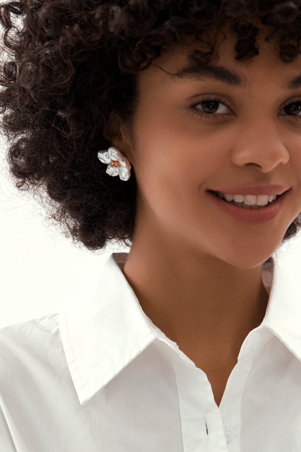 Baroque Pearl Flower Stud Earrings, 2.8cm Floral Stud