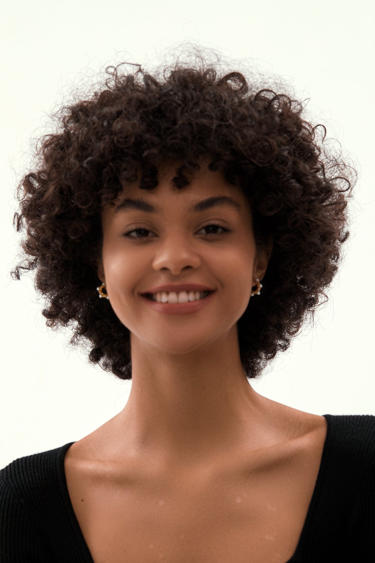 Thick Open C-Shaped Earrings, Pearl-Accented Compact