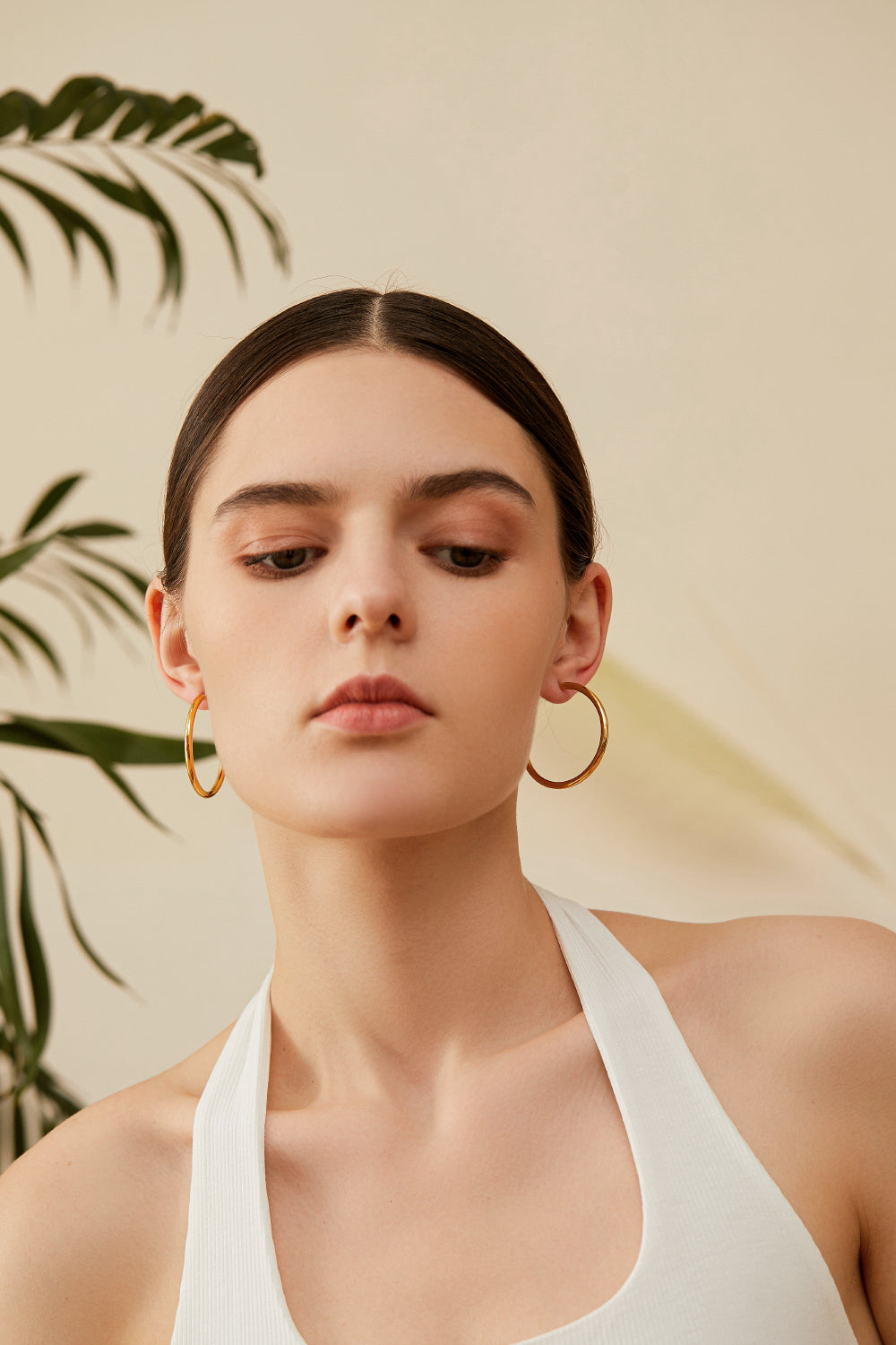 Wide Slim-Profile Chunky Hoop Earrings, 4.2cm