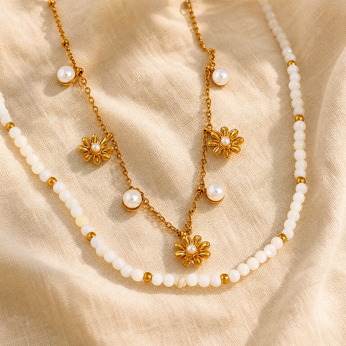 Daisy Pearl Layering Necklace