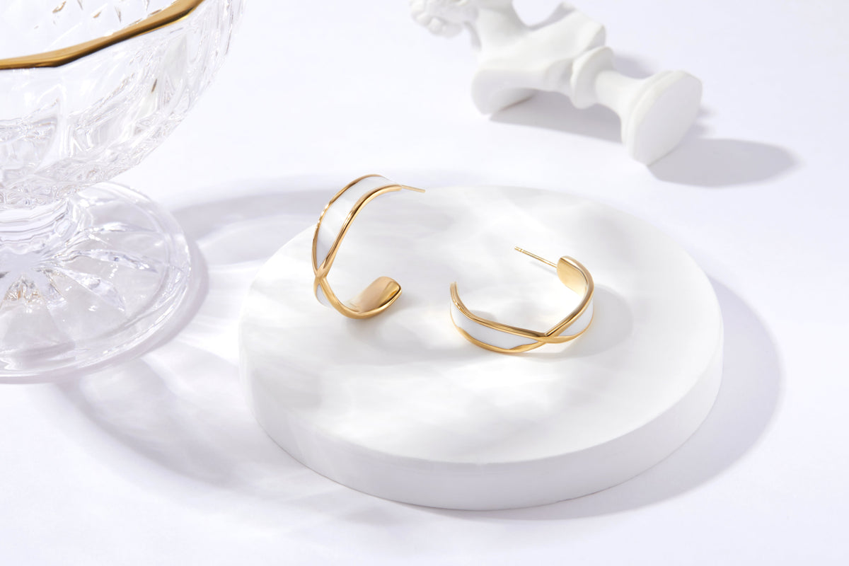 Chunky Hoop Huggie Earrings, Gift-Ready Velvet Bag
