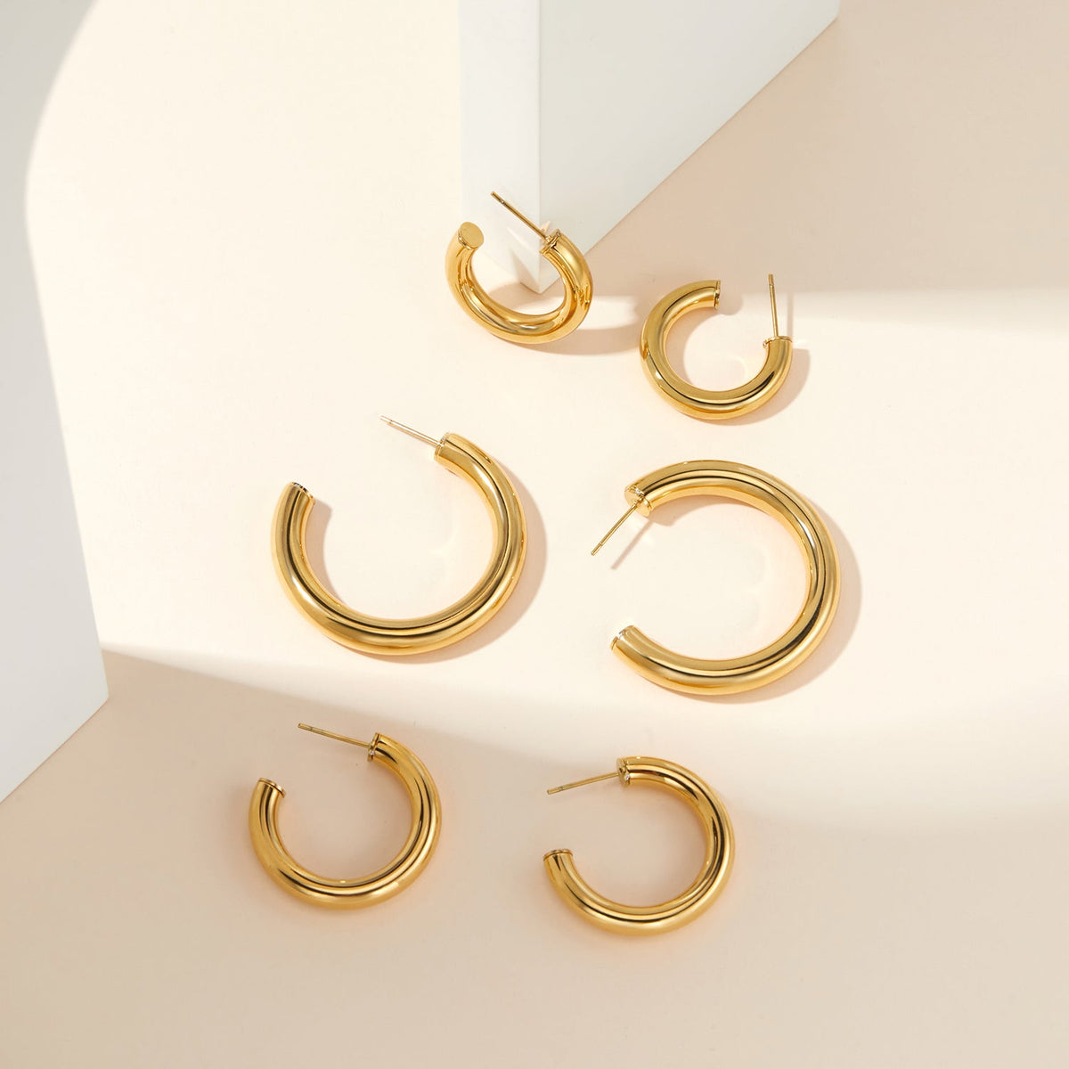 Extra-Large Chunky Gold Open Hoop Earrings, 3cm
