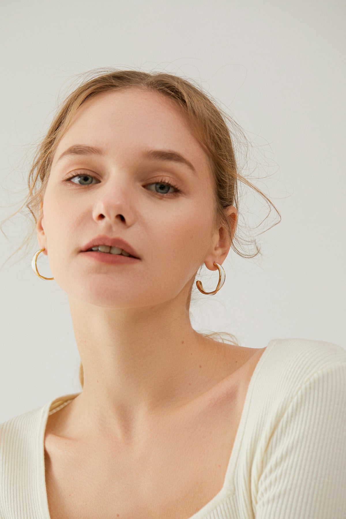 Chunky Hoop Huggie Earrings, Gift-Ready Velvet Bag
