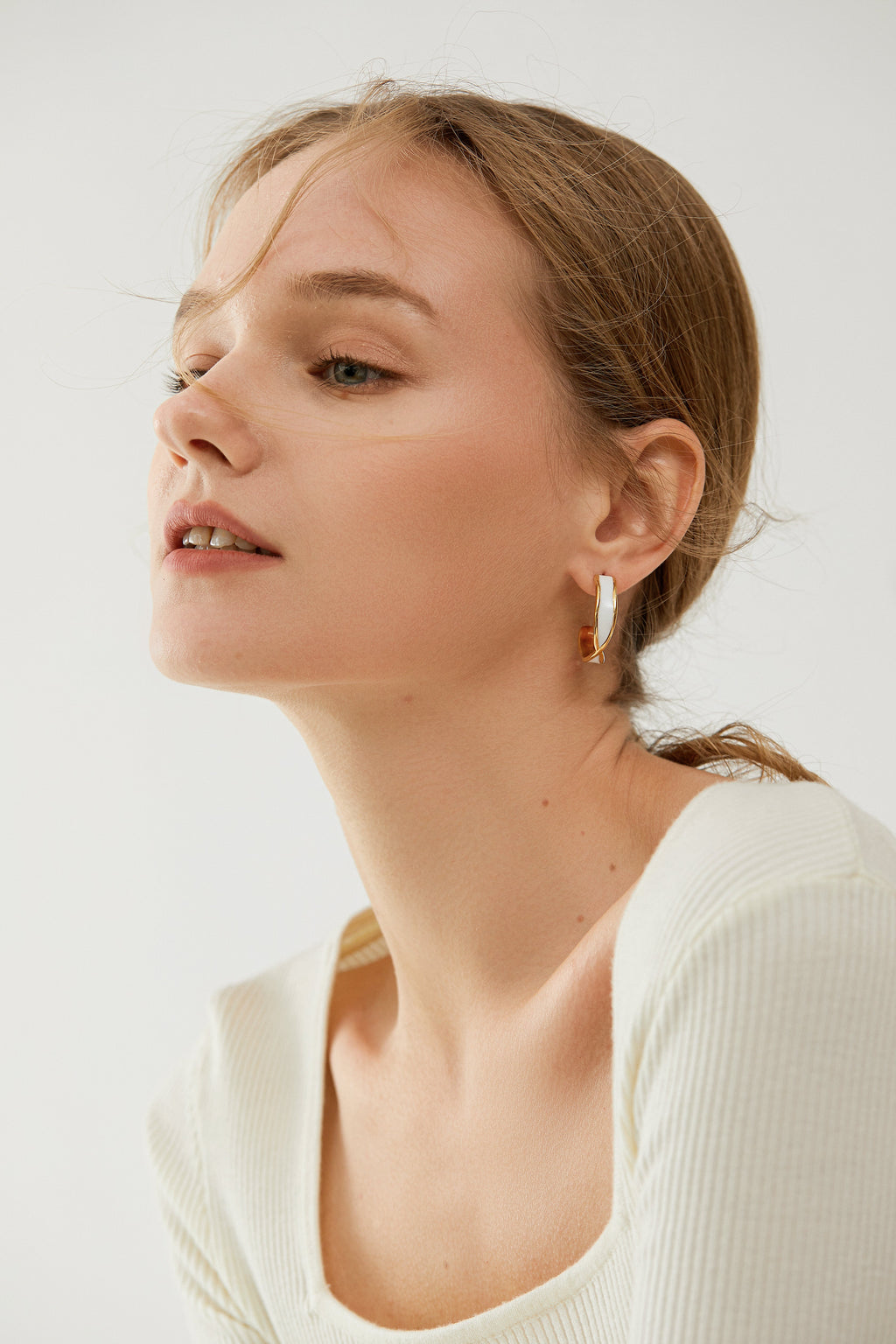Chunky Hoop Huggie Earrings, Gift-Ready Velvet Bag