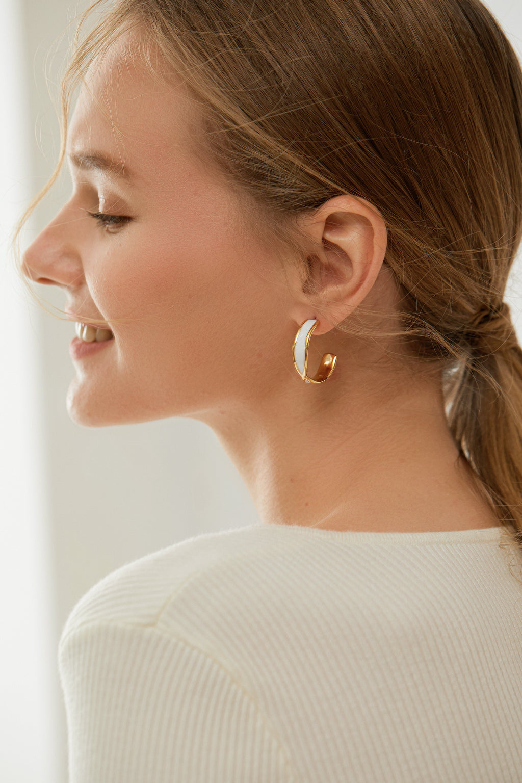 Chunky Hoop Huggie Earrings, Gift-Ready Velvet Bag