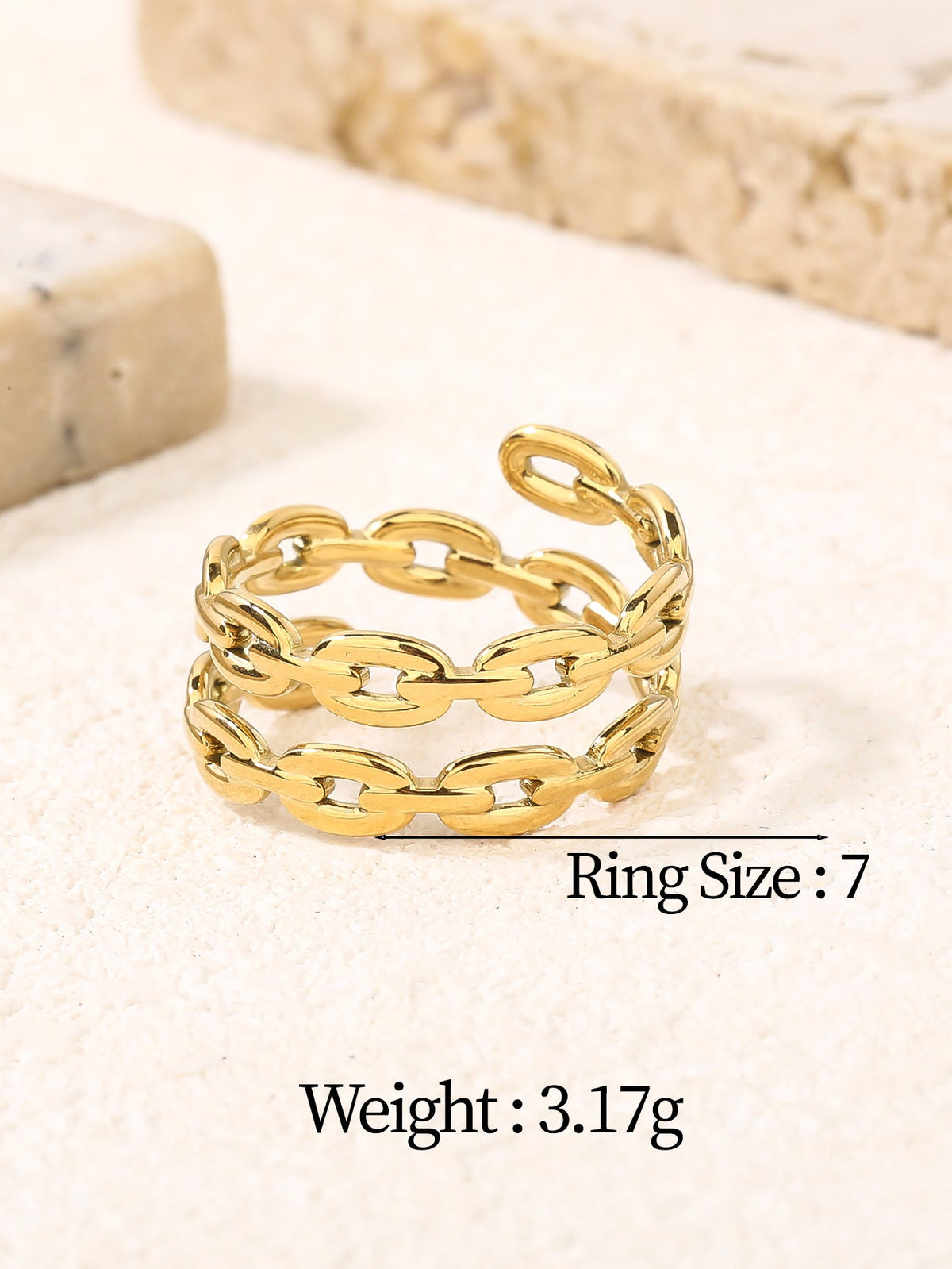 Chunky Hammered Cable Link Ring