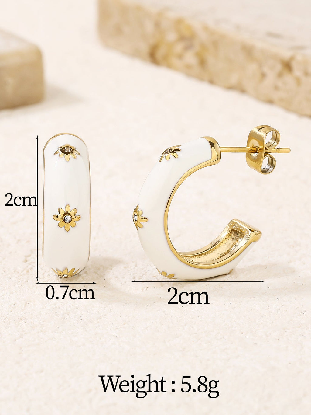 Chunky CZ-Accented Hoop Earrings, 2cm Sparkle Hoop