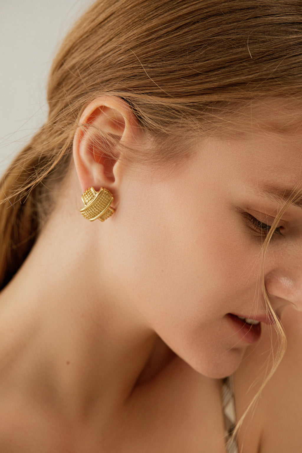 Hammered Crossed Knot Earrings, Textured Geometric