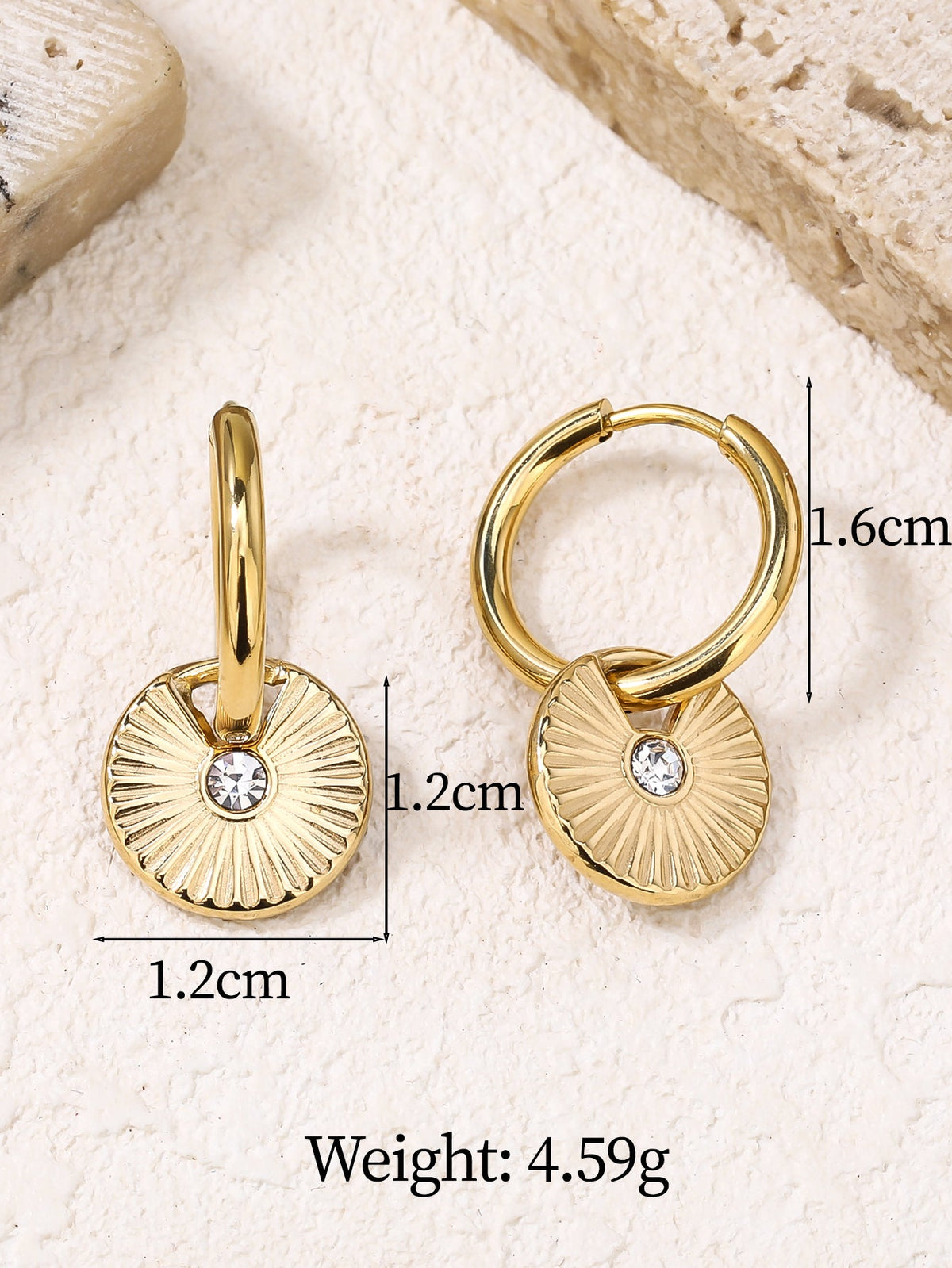 Radiant Sun CZ Dangle Drop Earrings, 2.8cm