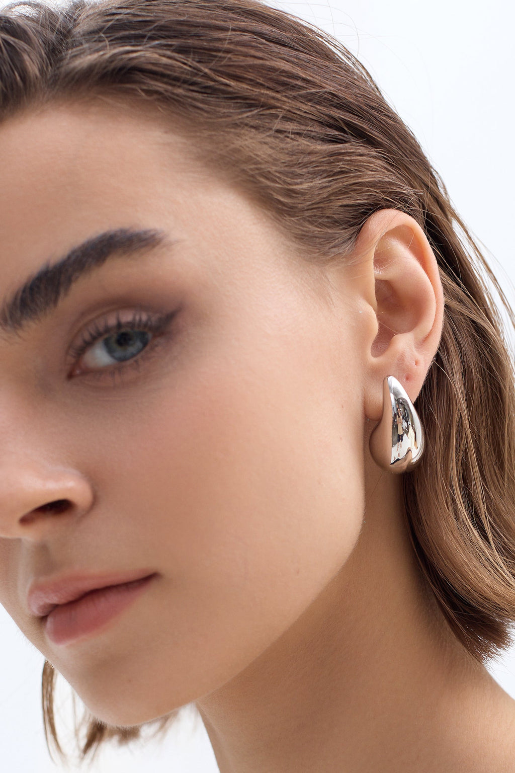 Teardrop Chunky Drop Earrings, Gold & Silver Pair Set