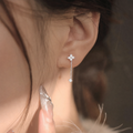Sterling Silver Floral Crystal Chain Drop Earrings, Four-Petal