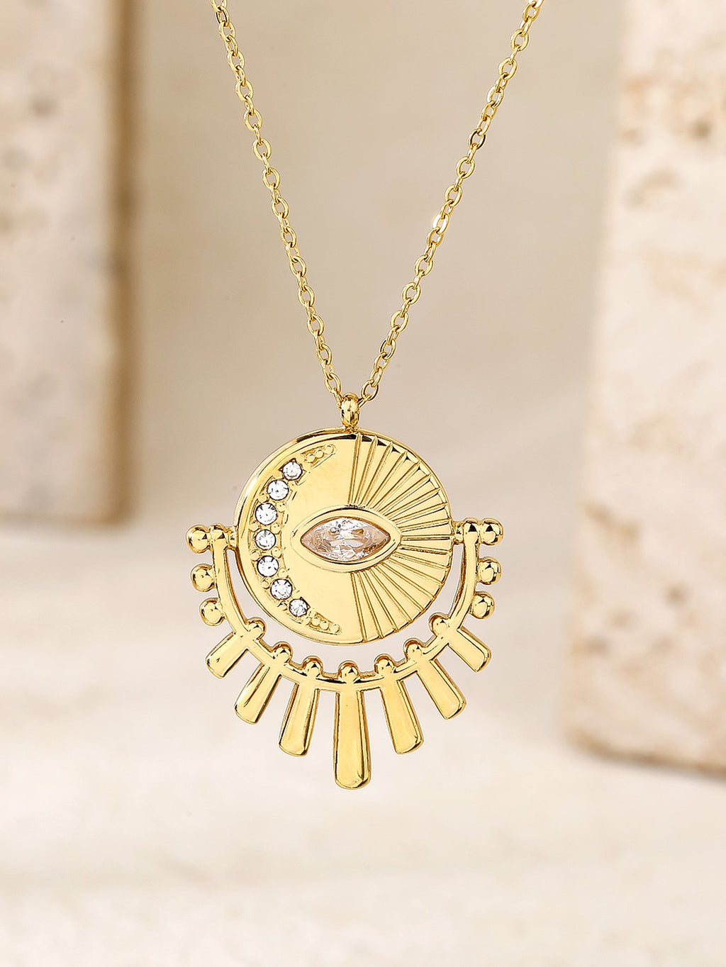 Lobster-Clasp Evil Eye Square Pendant Necklace