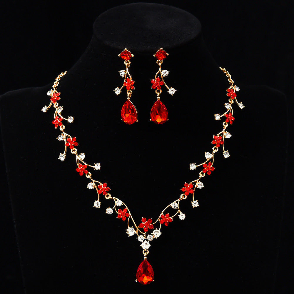 Two-Piece Teardrop Crystal Floral Set