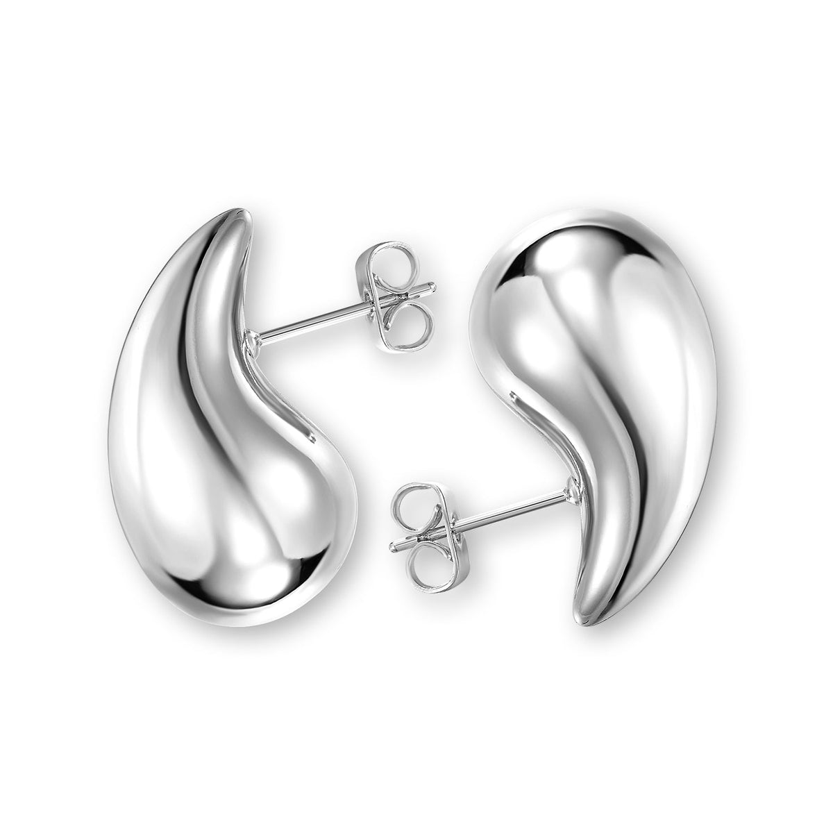 Teardrop Chunky Drop Earrings, Gold & Silver Pair Set