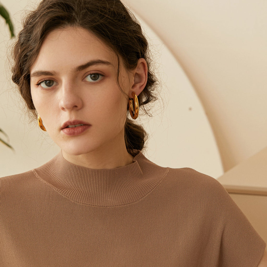 Extra-Large Chunky Gold Open Hoop Earrings, 3cm