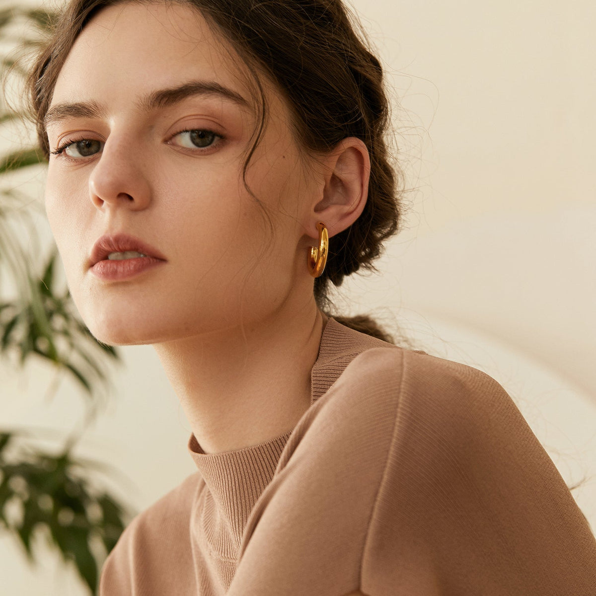 Extra-Large Chunky Gold Open Hoop Earrings, 3cm