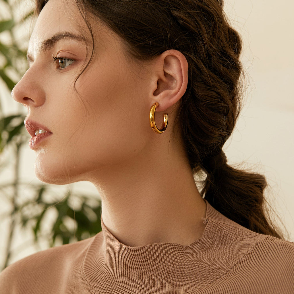 Extra-Large Chunky Gold Open Hoop Earrings, 3cm