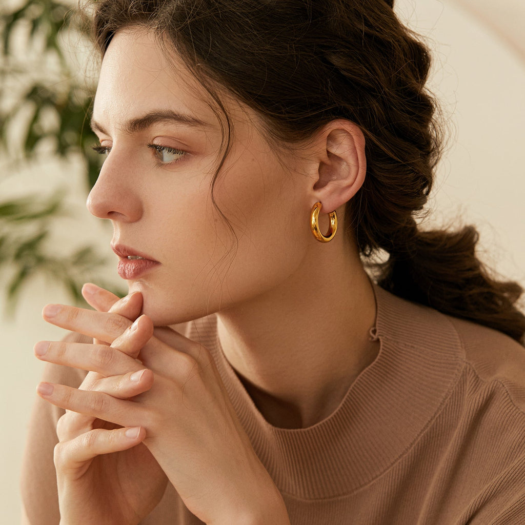 Extra-Large Chunky Gold Open Hoop Earrings, 3cm