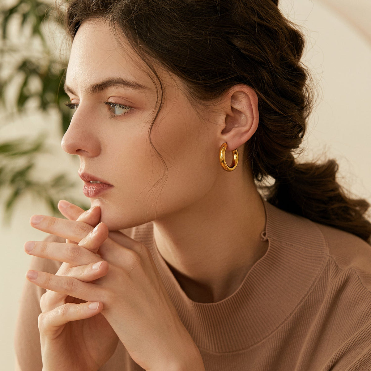 Extra-Large Chunky Gold Open Hoop Earrings, 3cm