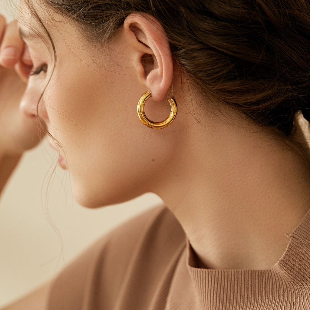 Extra-Large Chunky Gold Open Hoop Earrings, 3cm
