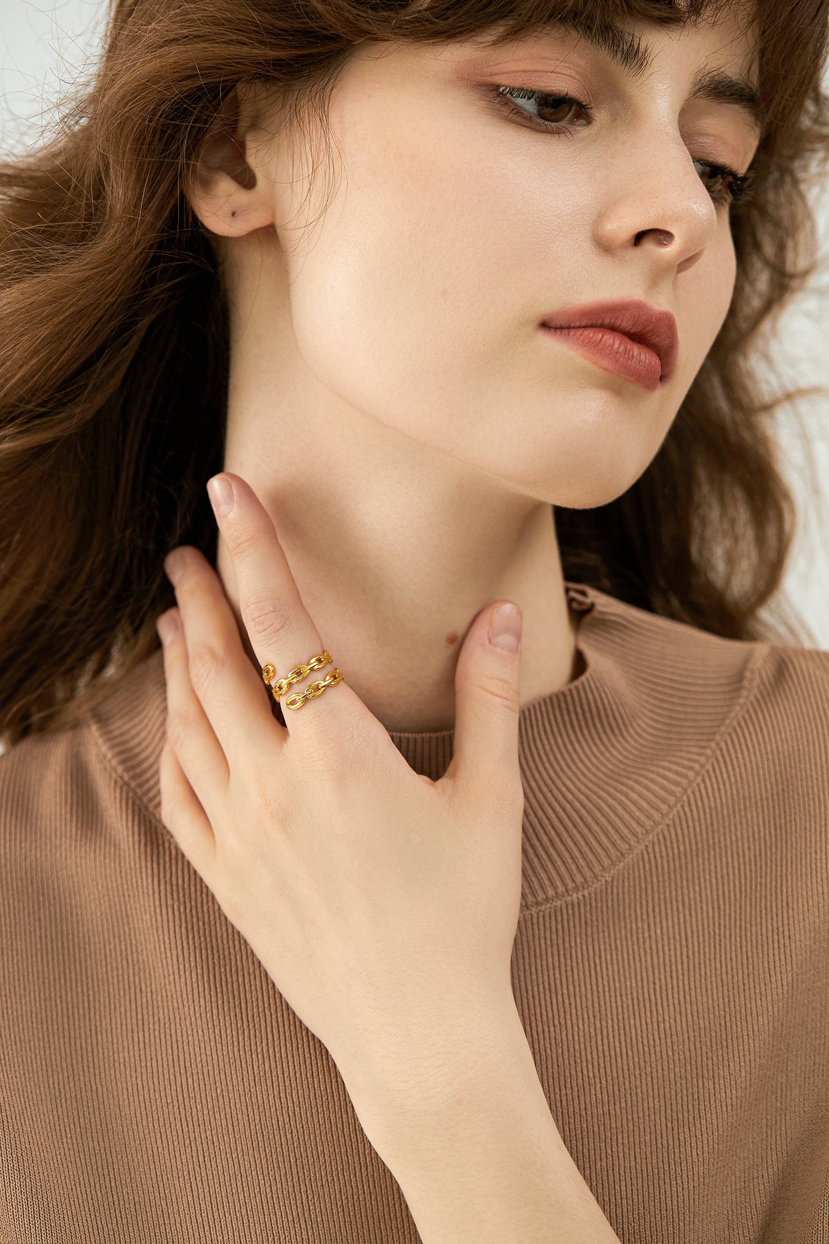 Chunky Hammered Cable Link Ring