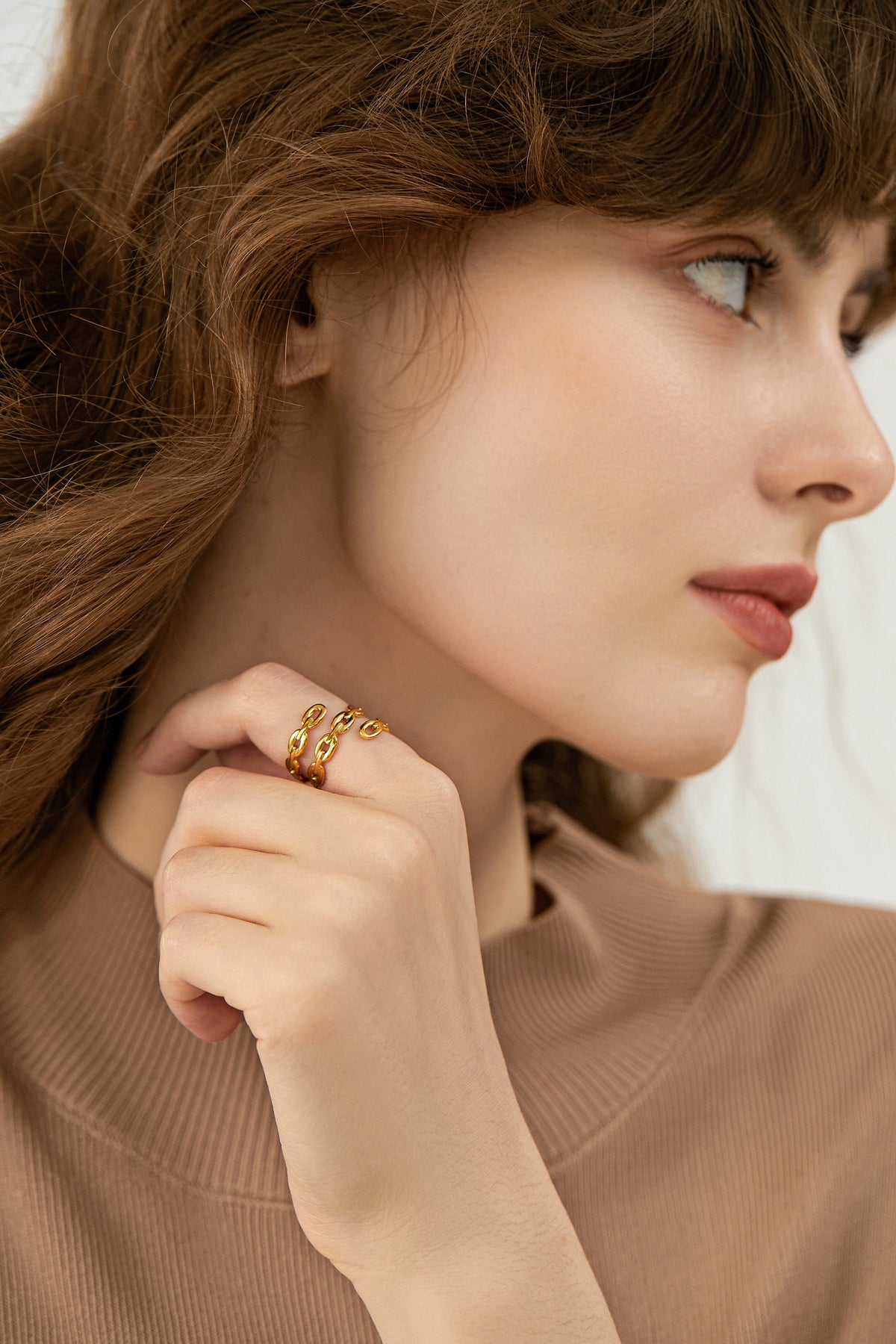 Chunky Hammered Cable Link Ring