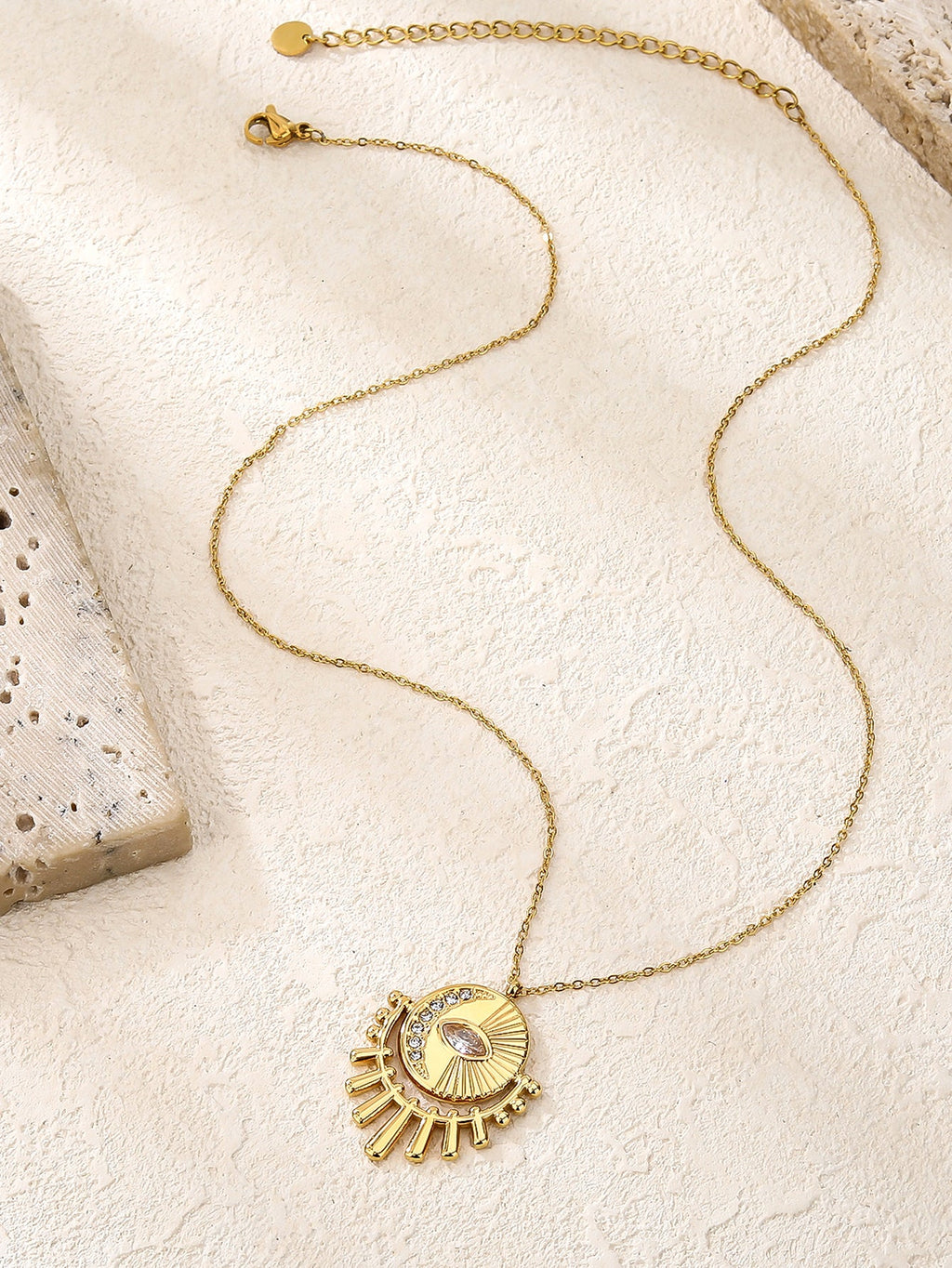 Lobster-Clasp Evil Eye Square Pendant Necklace