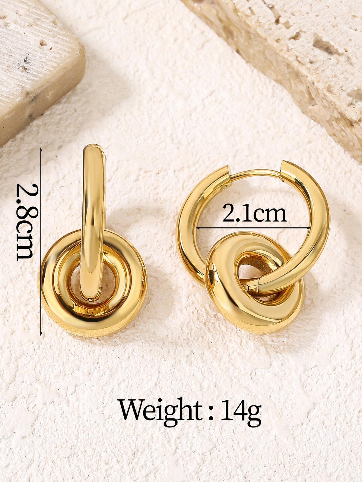 Pendant Drop Huggie Hoop Earrings, Bold 14g Statement