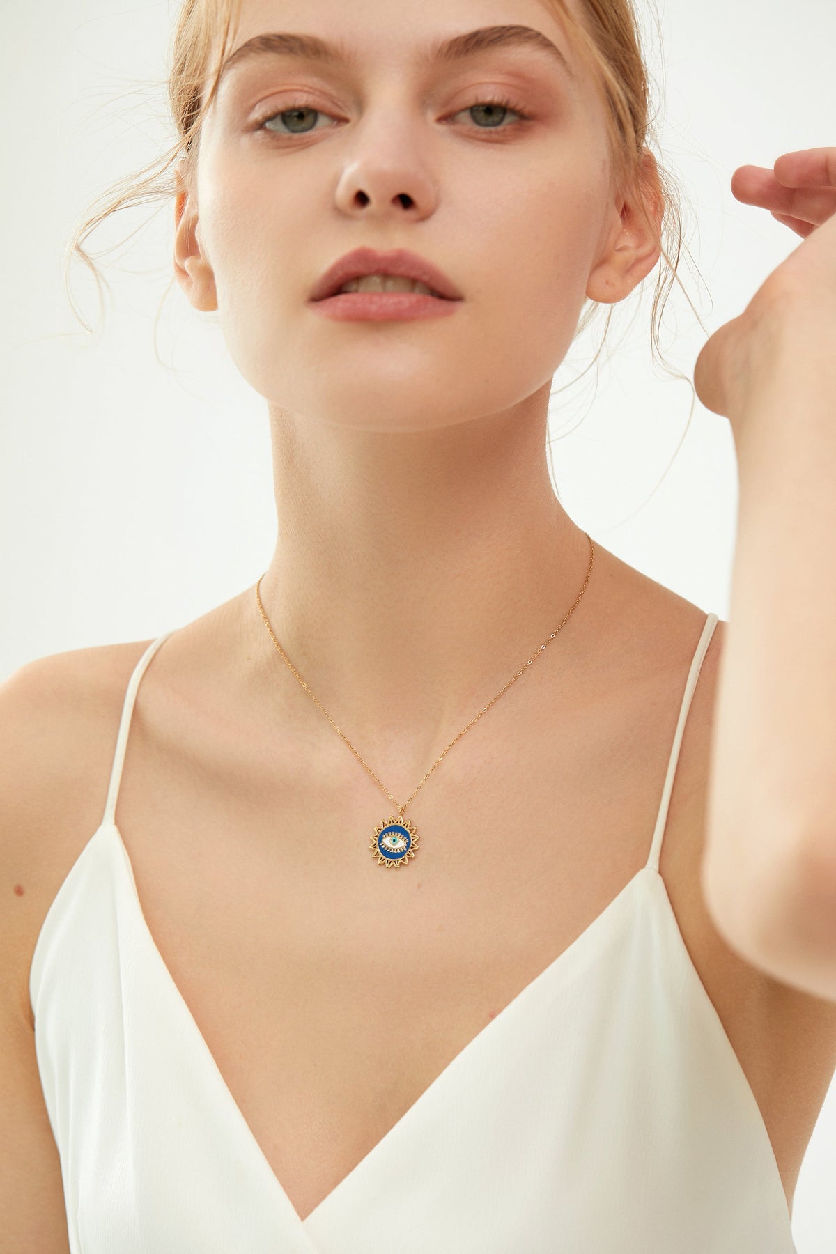 Sunburst Enamel Evil-Eye Necklace