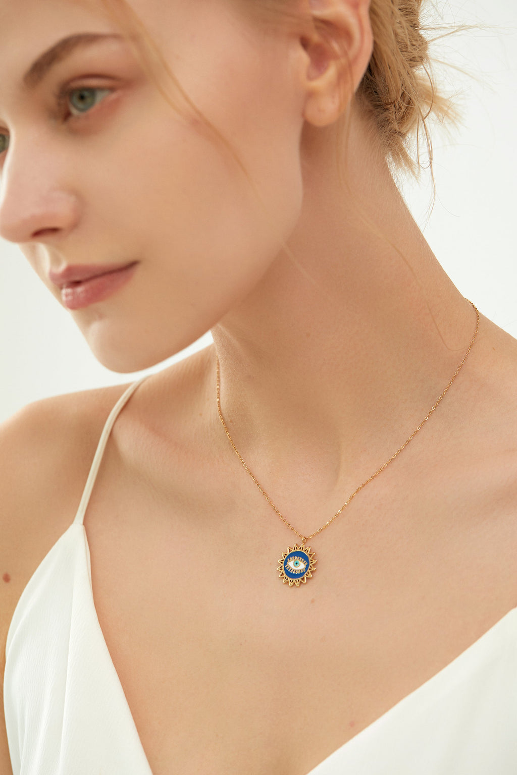 Sunburst Enamel Evil-Eye Necklace