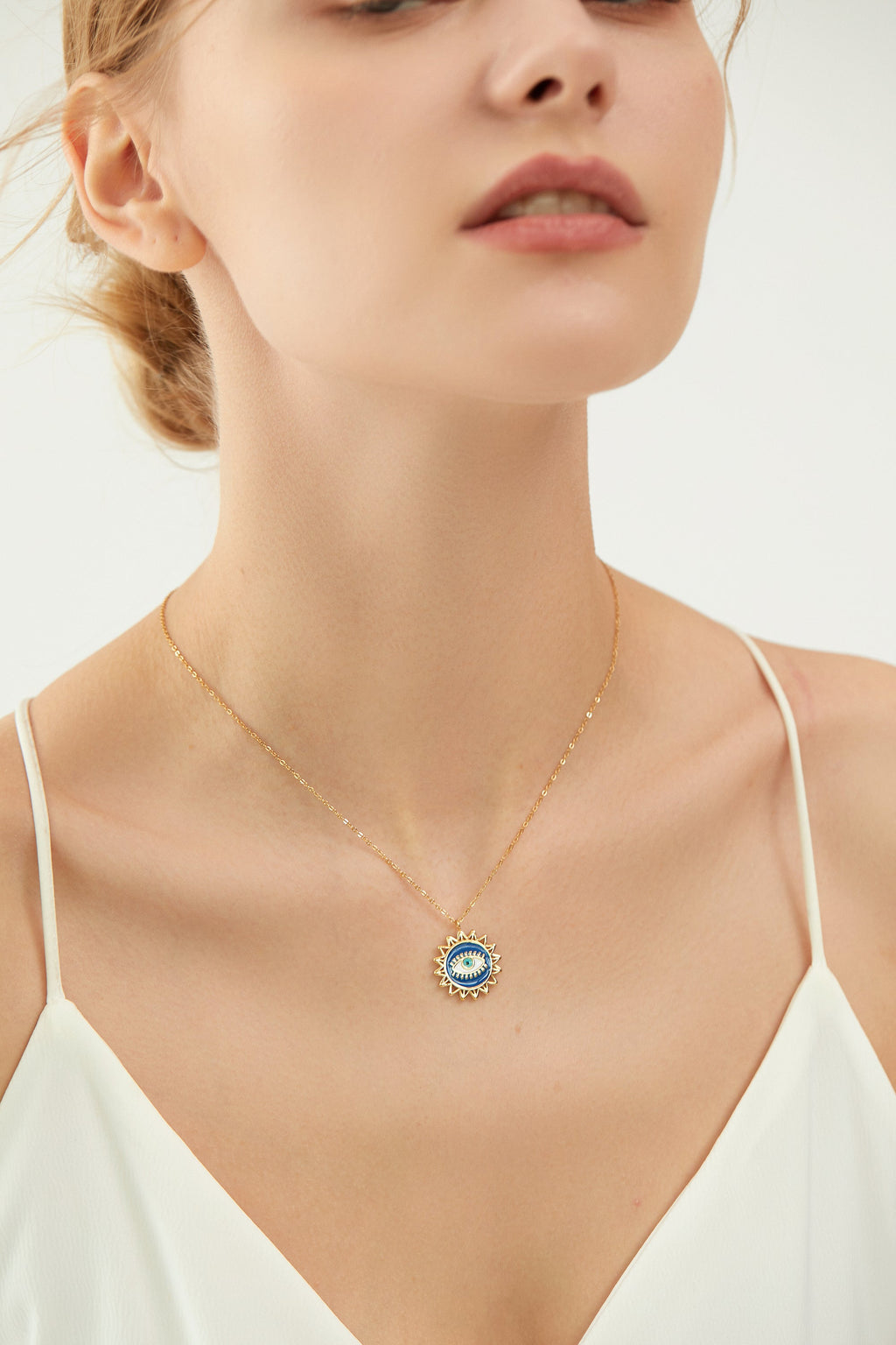 Sunburst Enamel Evil-Eye Necklace