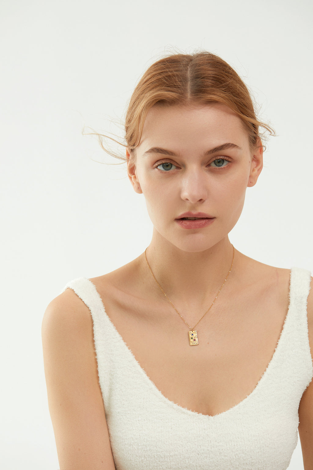 Colorful CZ Gold Pendant Necklace