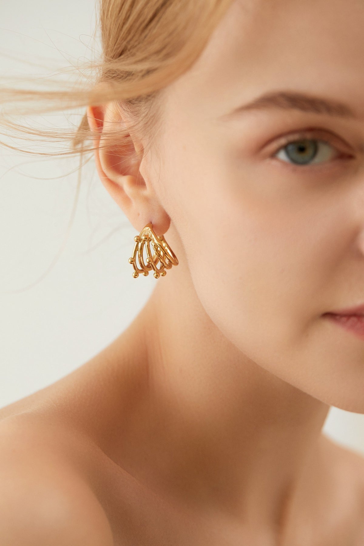 Multi-Layer Beaded Half Hoop Earrings, Curated Ear Look