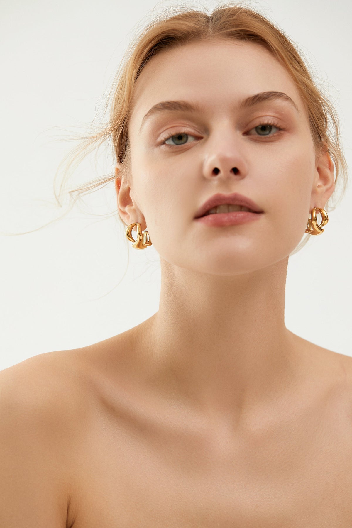 Abstract Twisted Knot Stud Earrings, Sculptural 10g