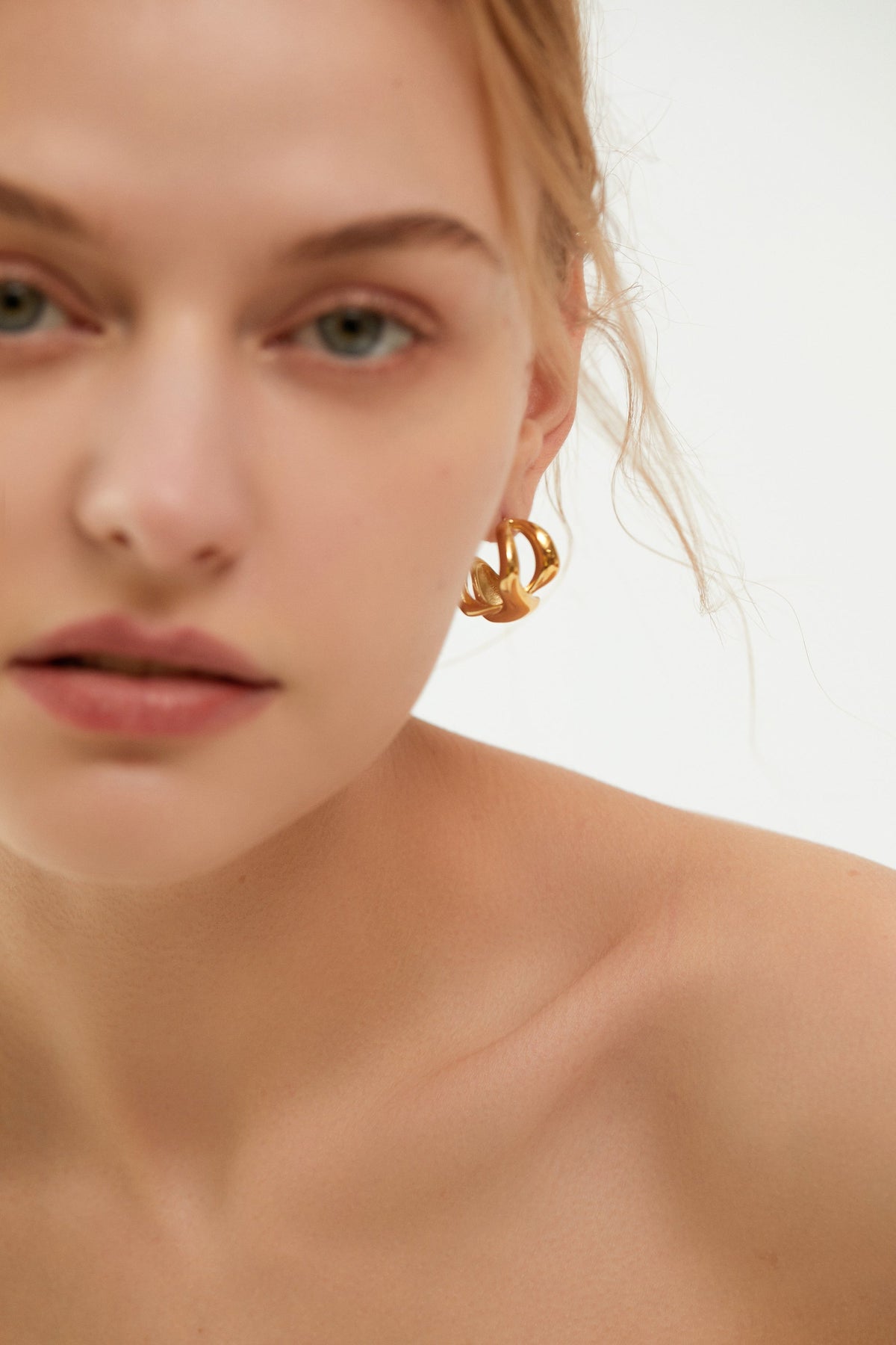 Abstract Twisted Knot Stud Earrings, Sculptural 10g